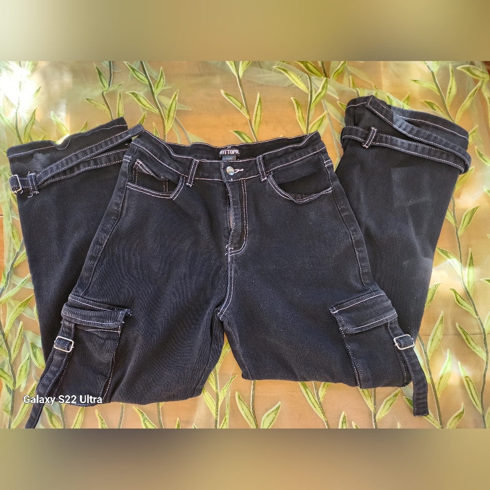 Hot Topic Black Cargo Jeans Straight-Leg